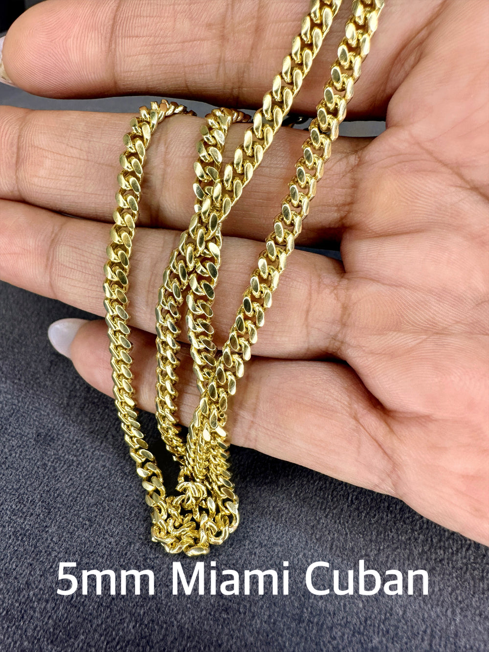 Solid 14K Yellow Gold mm, mm Miami Cuban Link Chain Necklace
