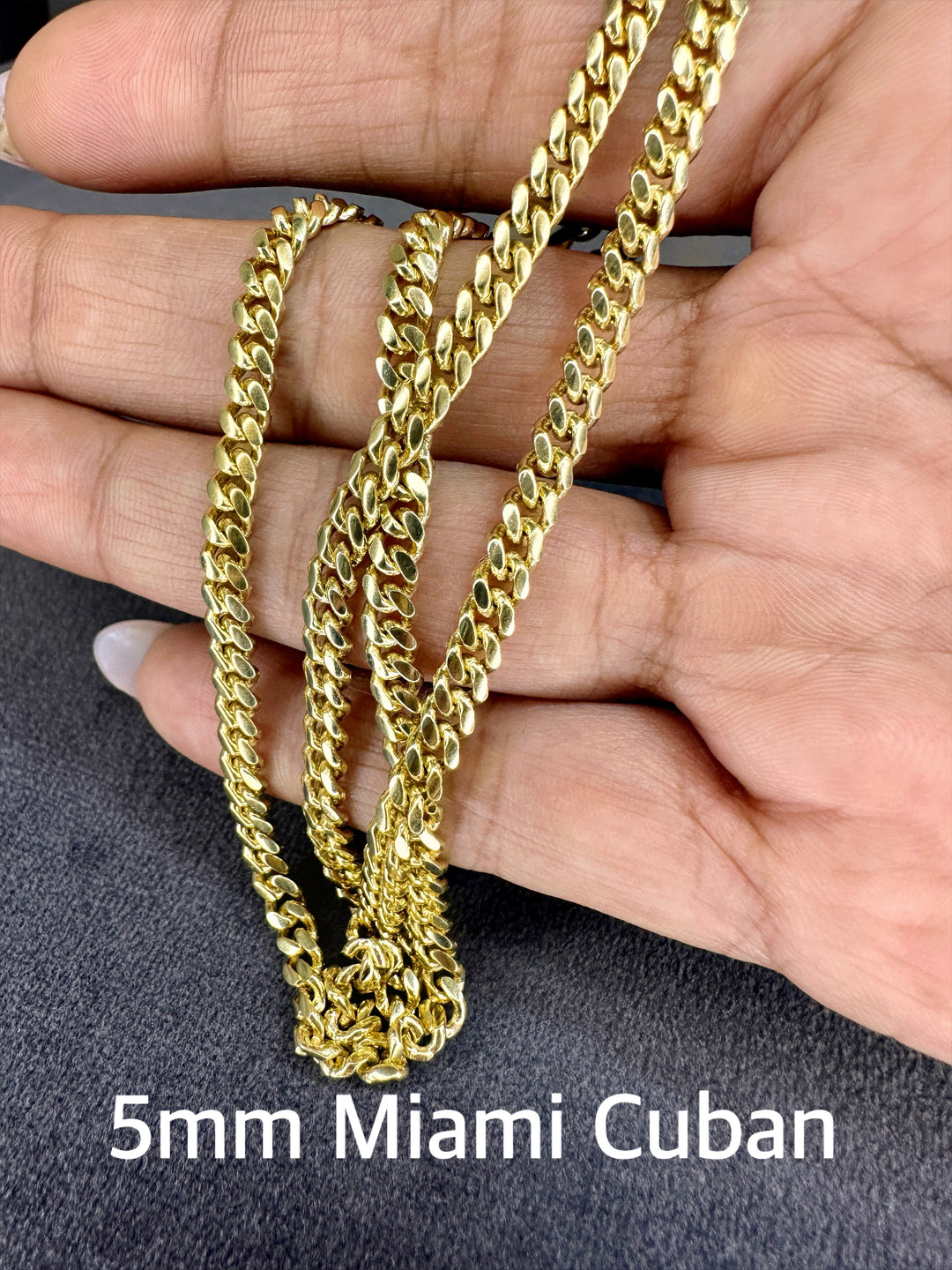 Solid 14K Yellow Gold mm, mm Miami Cuban Link Chain Necklace