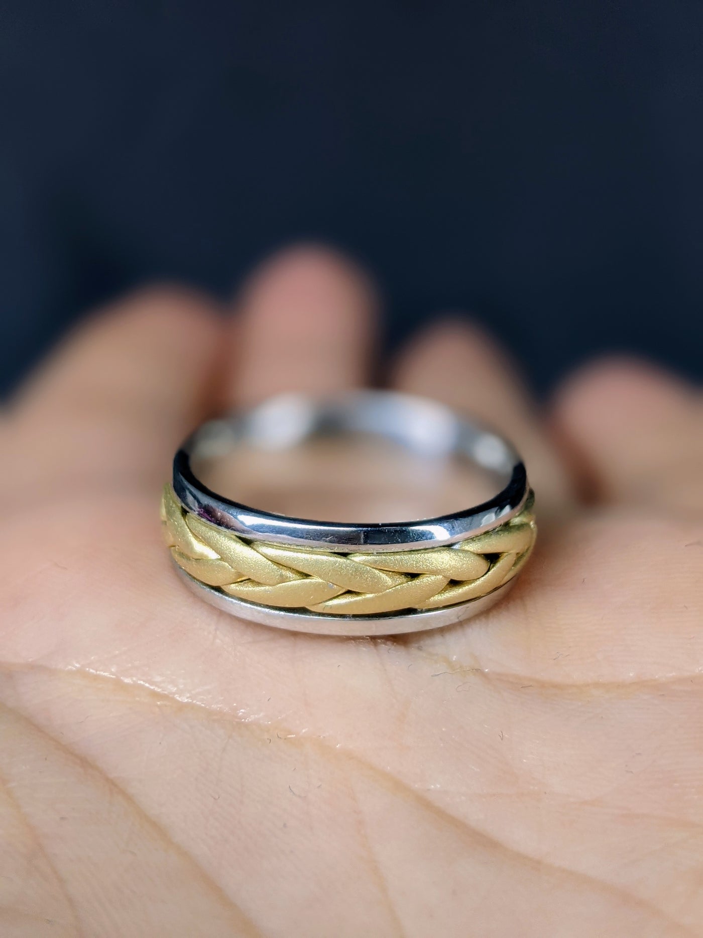 7MM Two Tone Gold Hand Braided Wedding Band