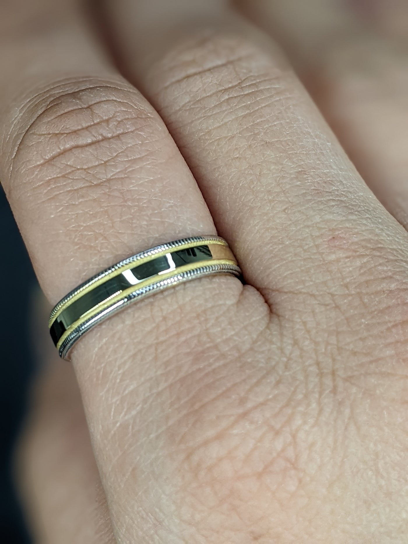 6.5MM Two Tone Gold with Rope Wedding Band