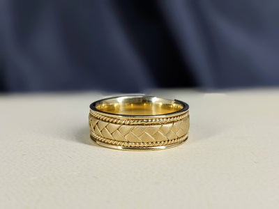 Solid Gold 8MM Hand Braided Wedding Band
