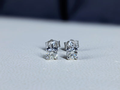 4-Prong Round Cut Diamond Stud Earrings 1/2 Carat
