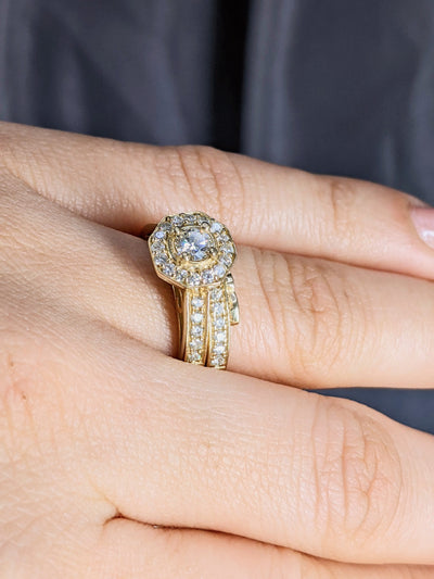 1.60 Ct. Tw. Diamond Two Tone Engagement Wedding Ring Set