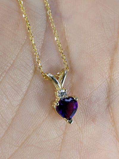 6MM Heart Shape Natural Purple Amethyst & 0.02 Ct. Tw. Diamond Pendant