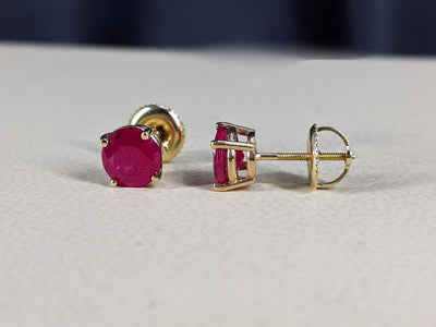 4-Prong Round Cut Ruby Stud Earrings 2.00 ct. tw.