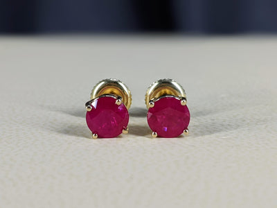 4-Prong Round Cut Ruby Stud Earrings 2.00 ct. tw.