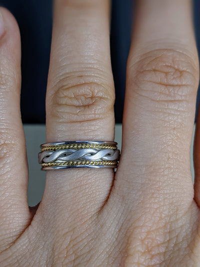 6MM Two Tone Infinity Twist with Rope Gold Wedding Band