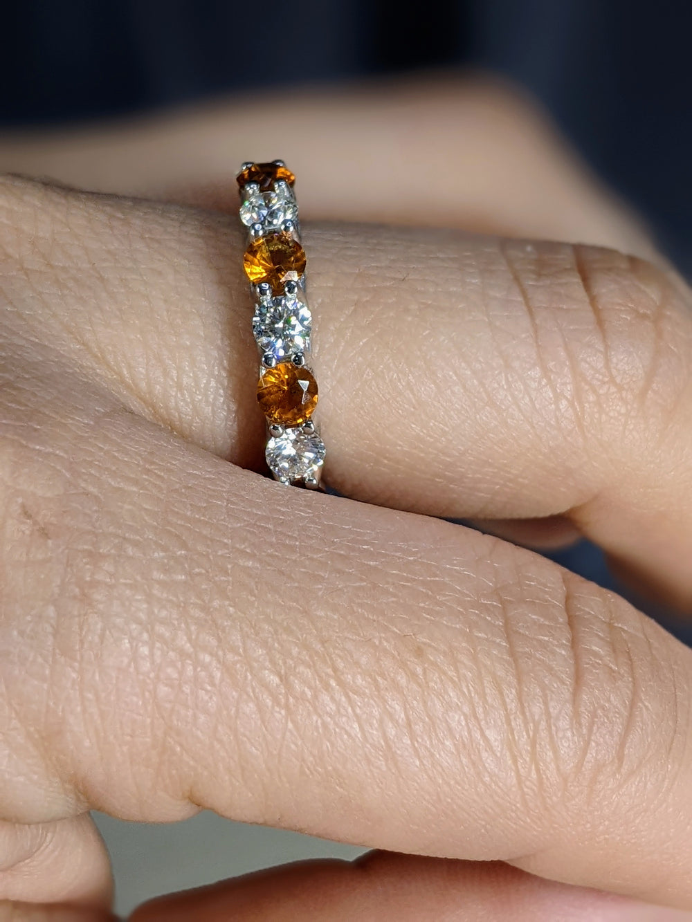 World Jewels 4.50 Carat Diamond Natural Citrine Eternity Band 18K White Gold