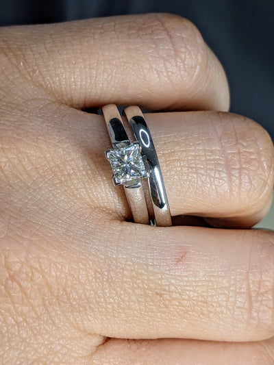 0.25-1.00 Carat Princess Cut Diamond Solitaire Engagement Wedding Ring Set