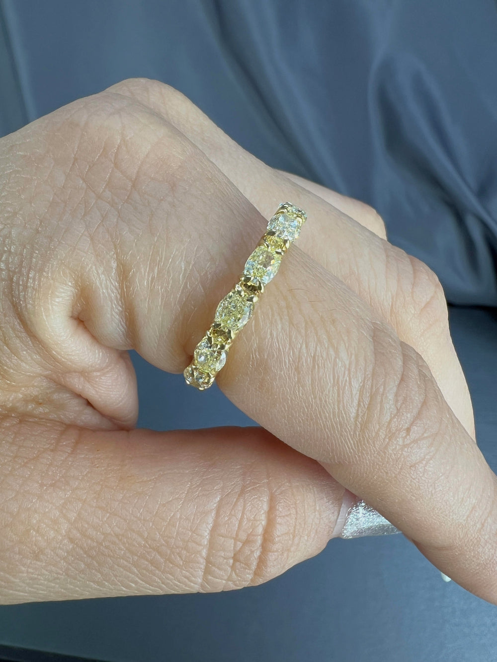 Carat Oval Cut Natural Fancy Yellow Diamond East-West Set