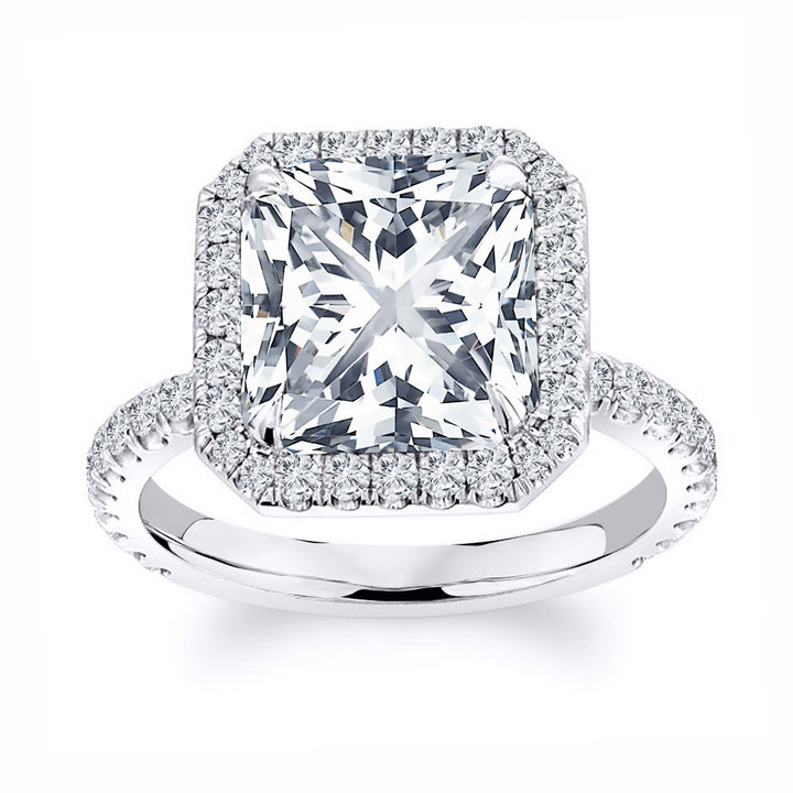Halo Lab Grown Cushion Cut Diamond Engagement Ring IGI Certified