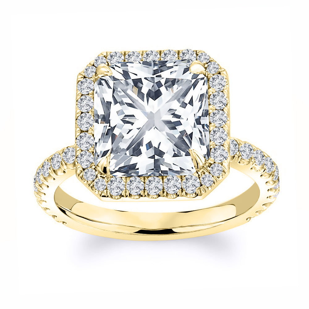 Halo Lab Grown Cushion Cut Diamond Engagement Ring IGI Certified