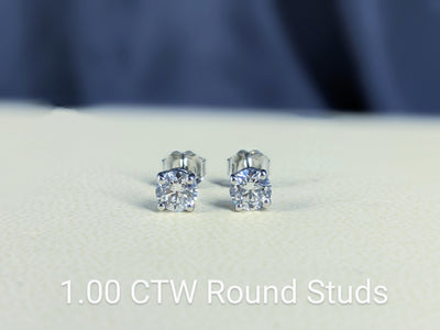 Platinum 4-Prong Round Cut Diamond Stud Earrings 1.00 ct. tw. (G-H, VS)