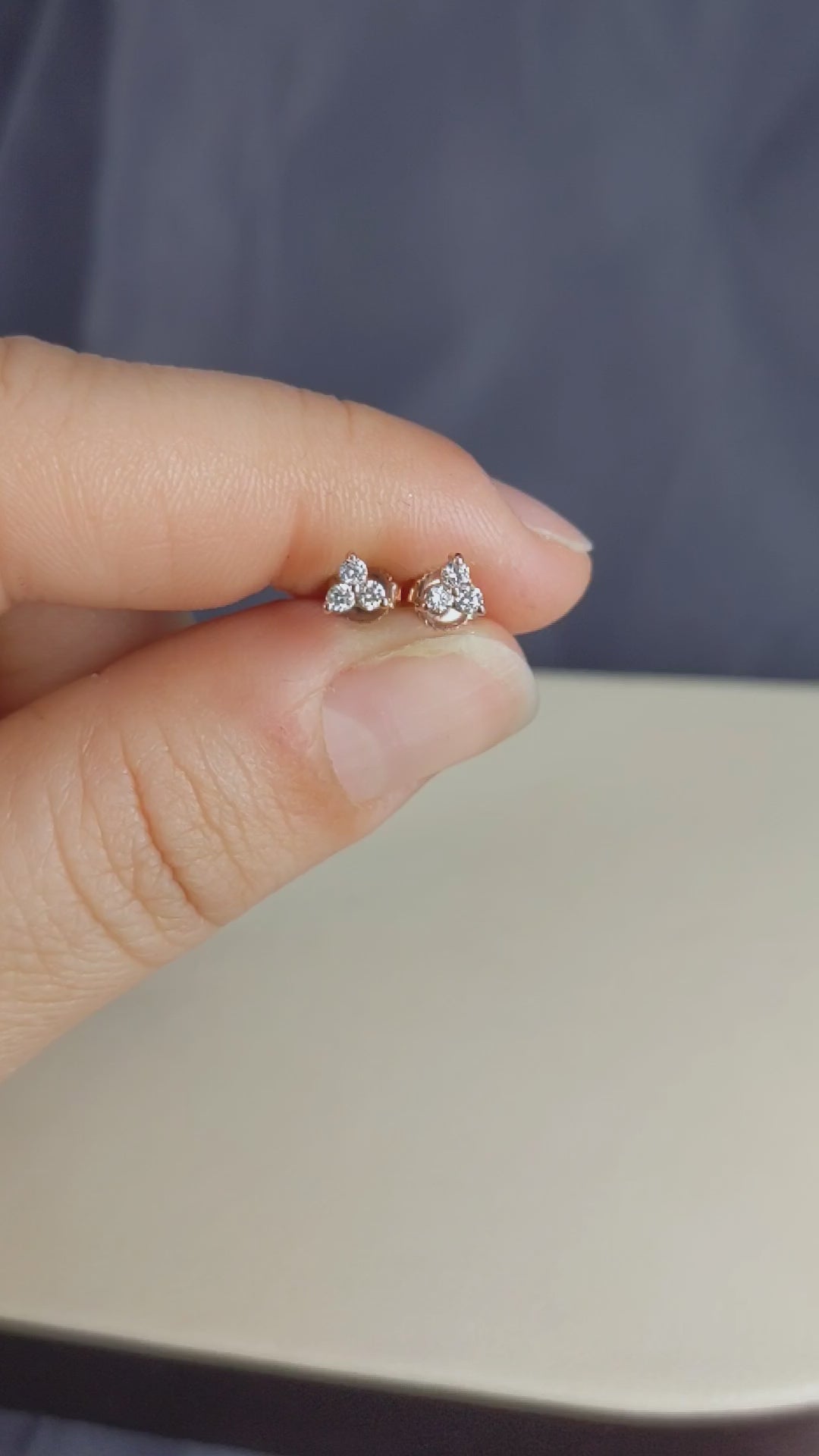 0.12 Carat Three Stone Diamond Stud Earrings