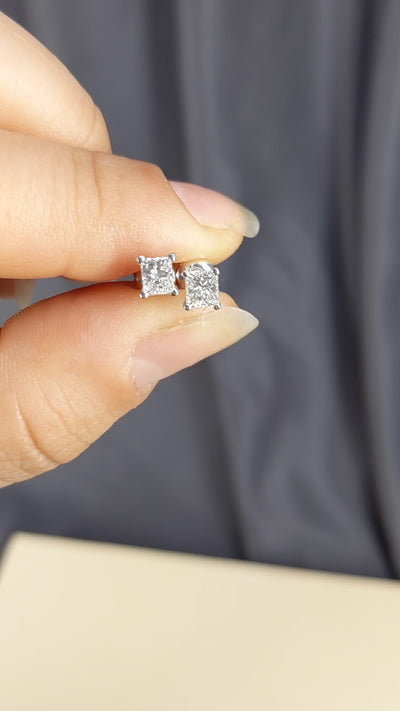 14k Gold 4-Prong Princess Cut Diamond Stud Earrings 3/4 ct. tw.