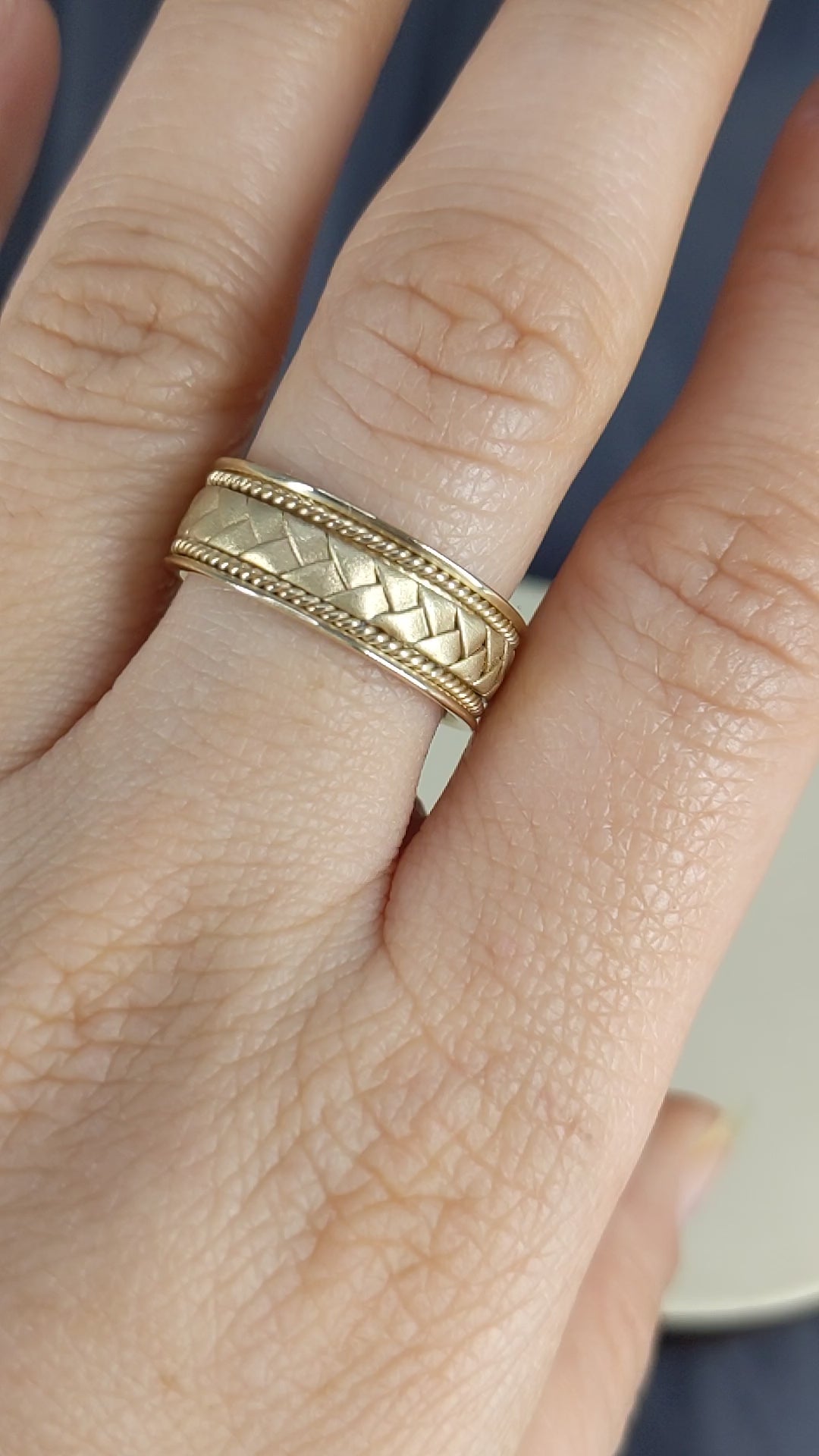 Solid Gold 8MM Hand Braided Wedding Band