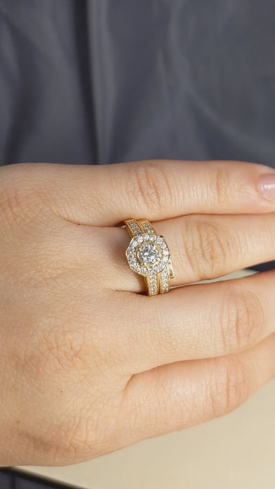 1.60 Ct. Tw. Diamond Two Tone Engagement Wedding Ring Set