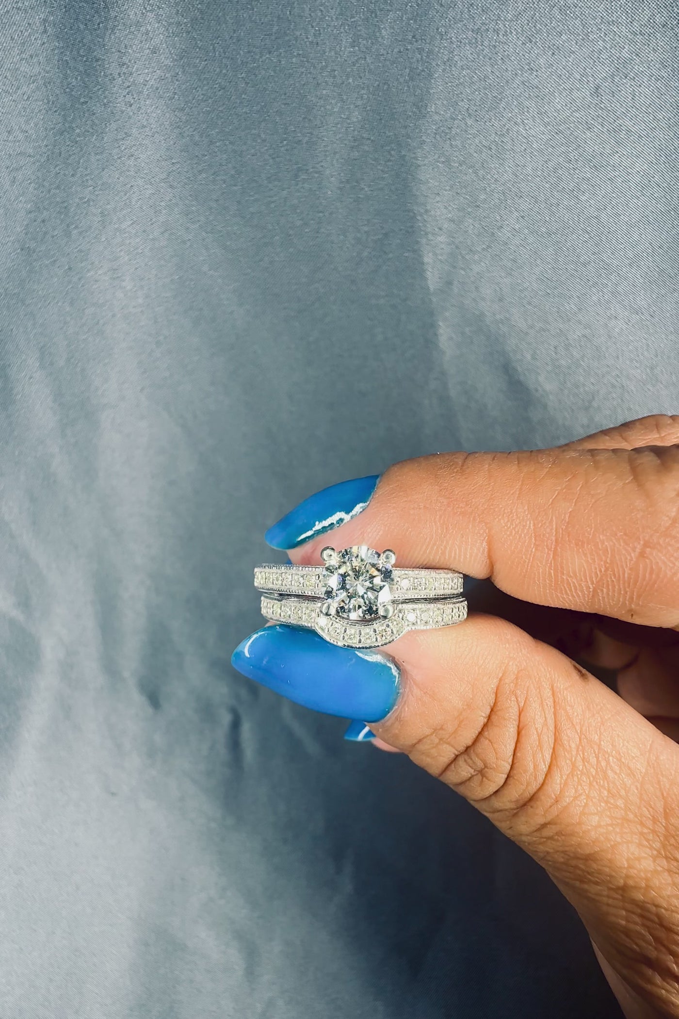 Antique Design 1.50 Ct. Tw. Brilliant Round Cut Diamond Engagement Wedding Ring Set