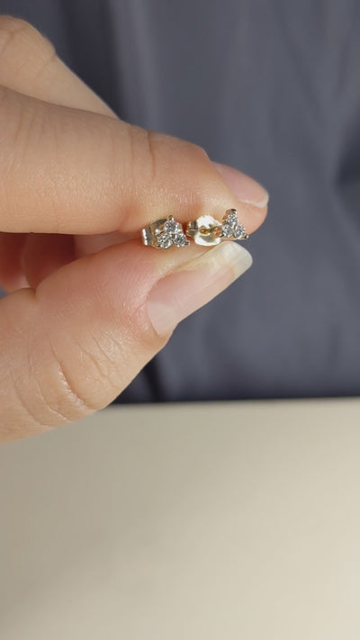 0.12 Carat Three Stone Diamond Stud Earrings