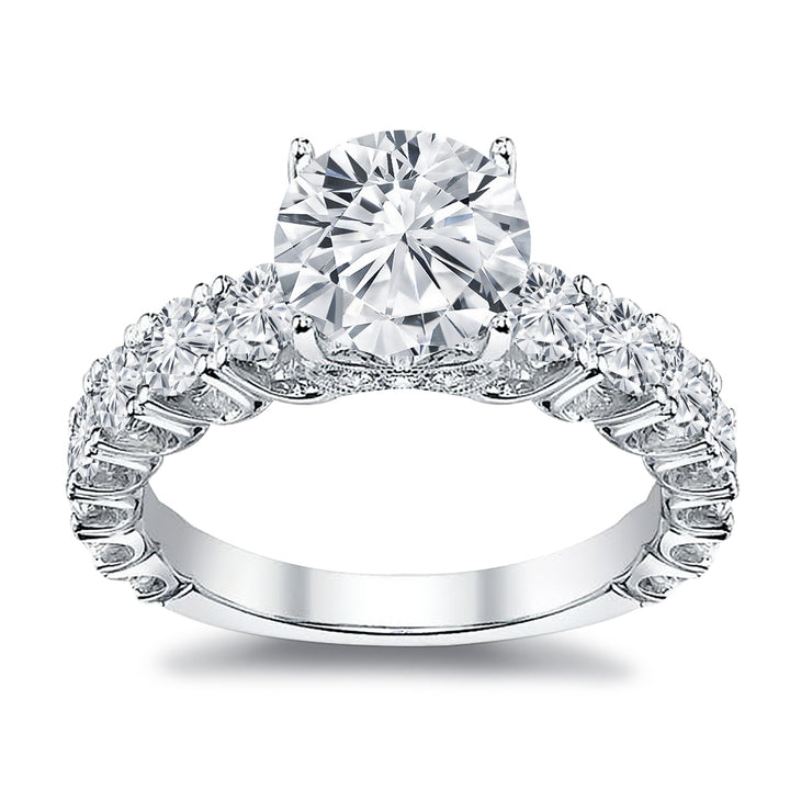 Prong Set Lab Grown Round Cut Diamond Engagement Ring IGI Certified