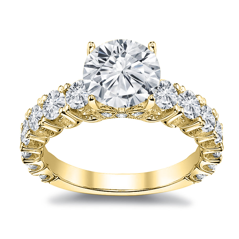 Prong Set Lab Grown Round Cut Diamond Engagement Ring IGI Certified