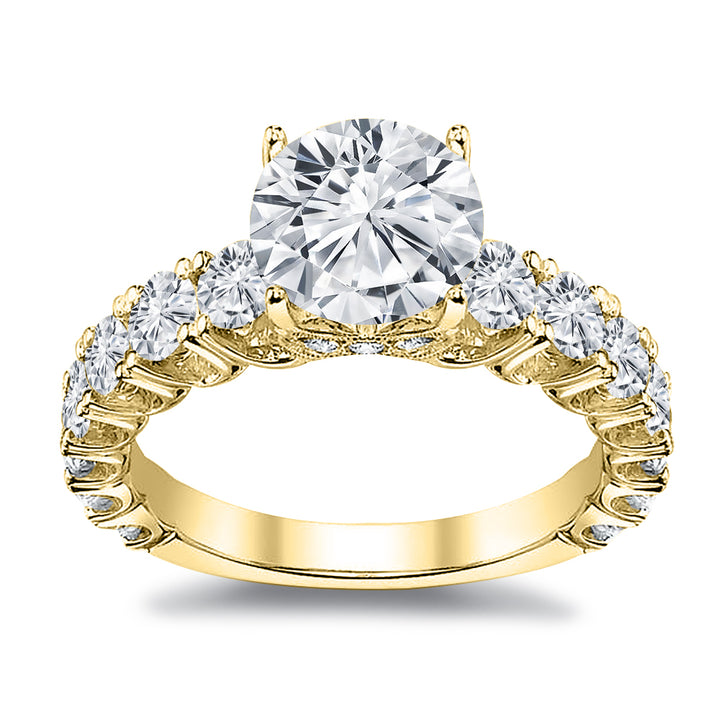 Prong Set Lab Grown Round Cut Diamond Engagement Ring IGI Certified