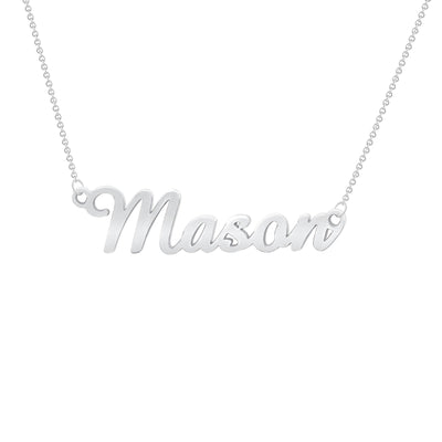 Solid Gold Custom Name Tag Necklace with 17" Rolo Chain