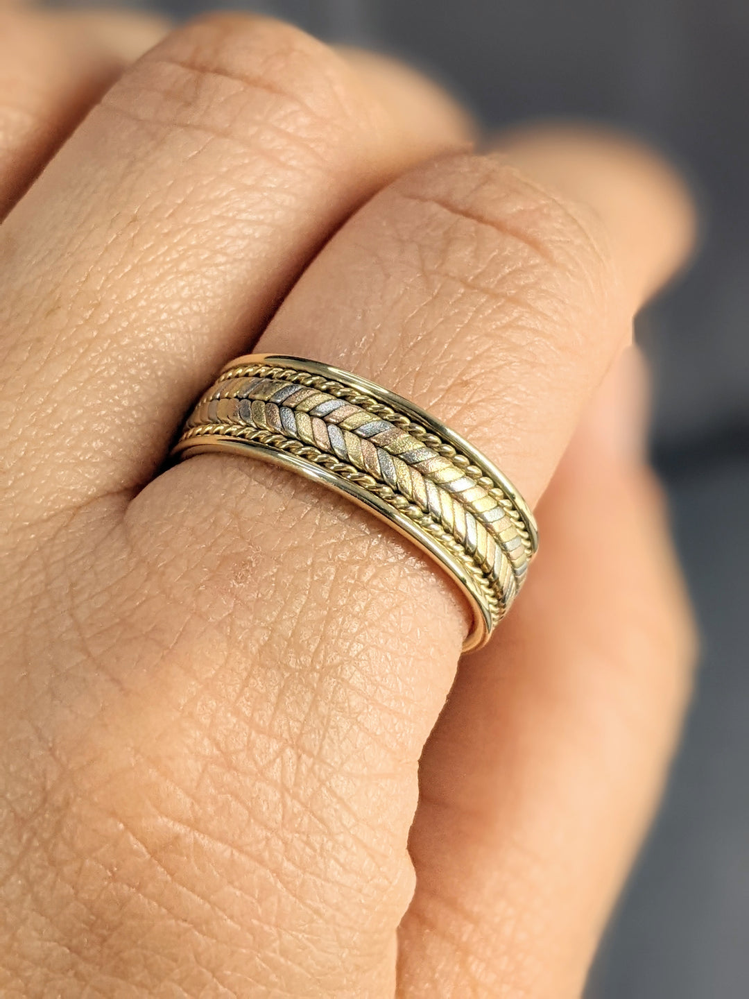 7MM Tri-Color Hand Braided with Rope Wedding Band – WORLDJEWELS