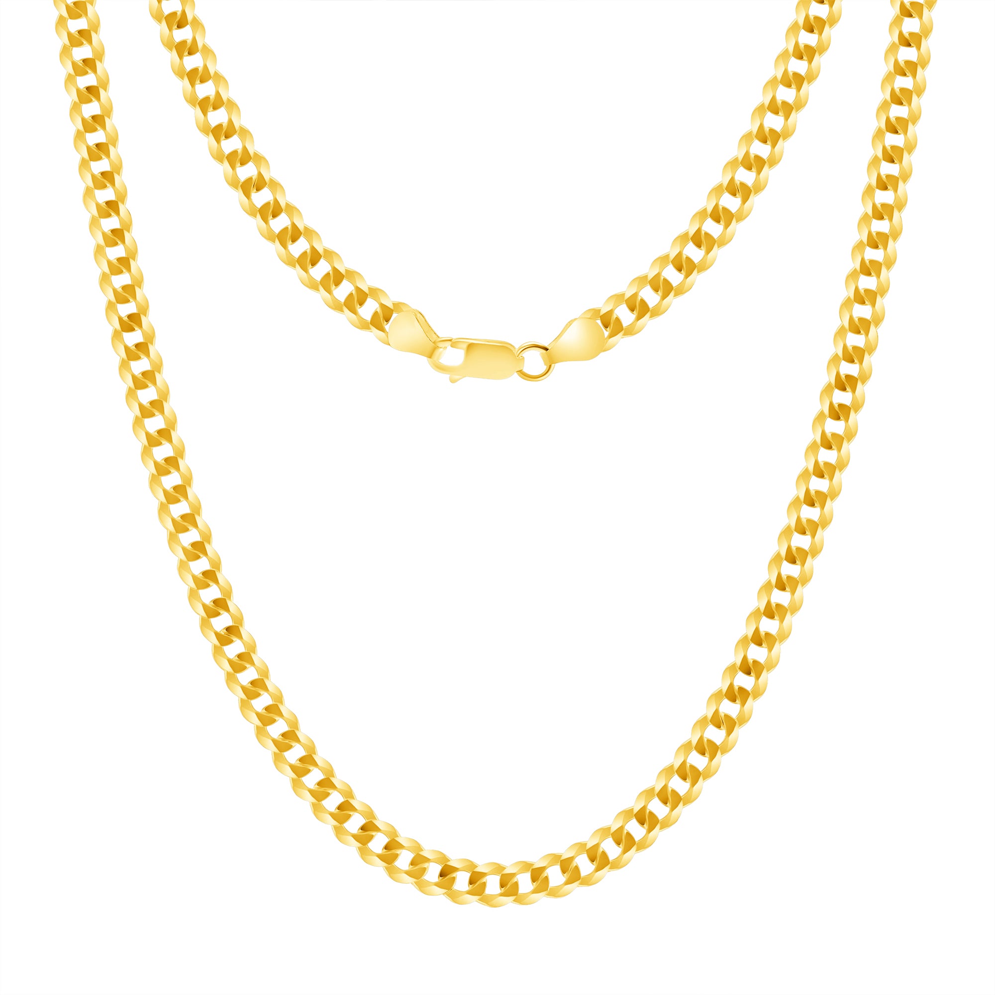 Solid 14K Yellow Gold 5 mm, 6 mm Miami Cuban Link Chain Necklace