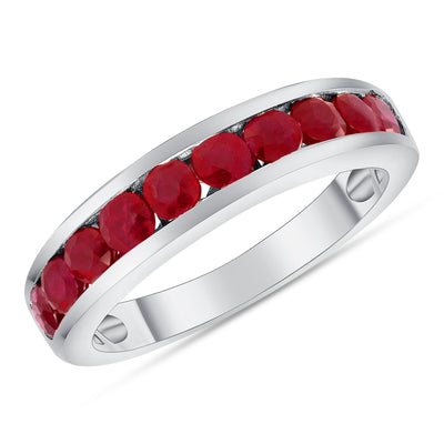 1.00 Carat Natural Ruby White Gold Band in Channel Setting