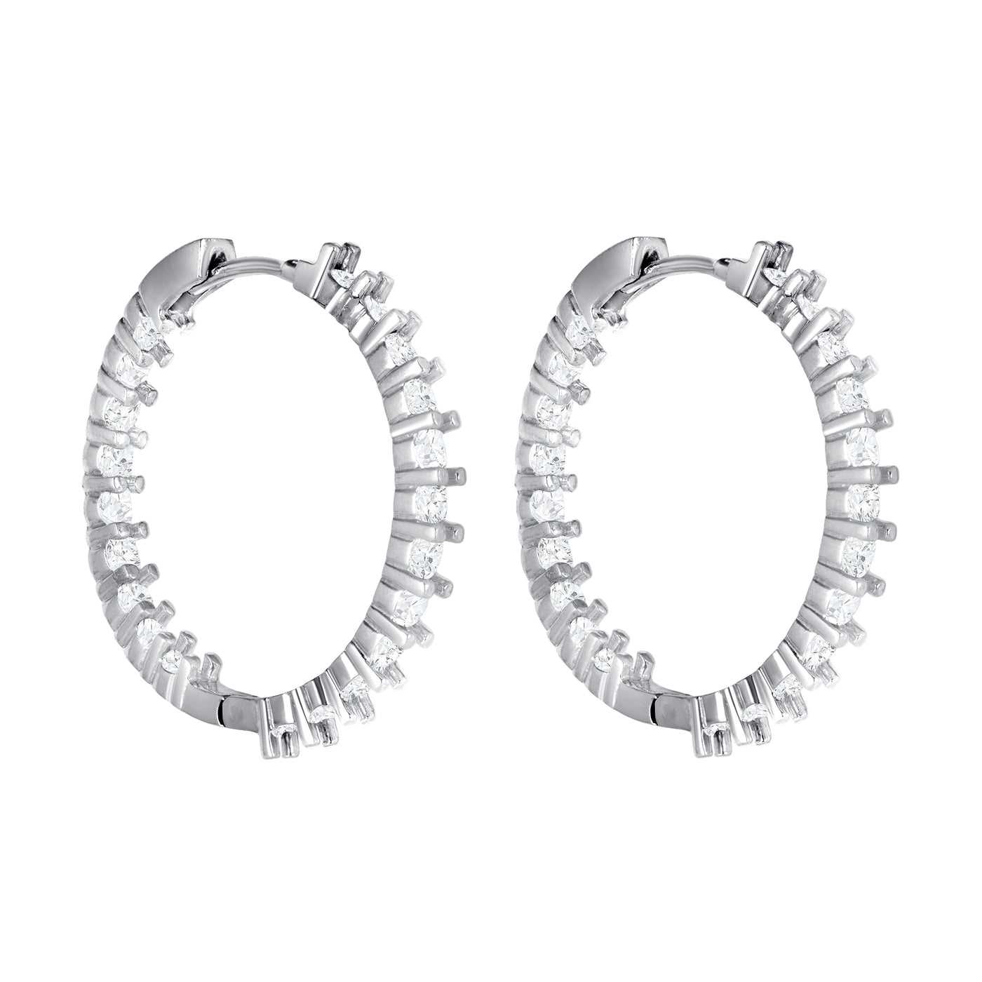 0.70 Carat Round Cut Inside Out Diamond Hoop Earrings