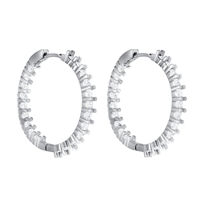 0.70 Carat Round Cut Inside Out Diamond Hoop Earrings