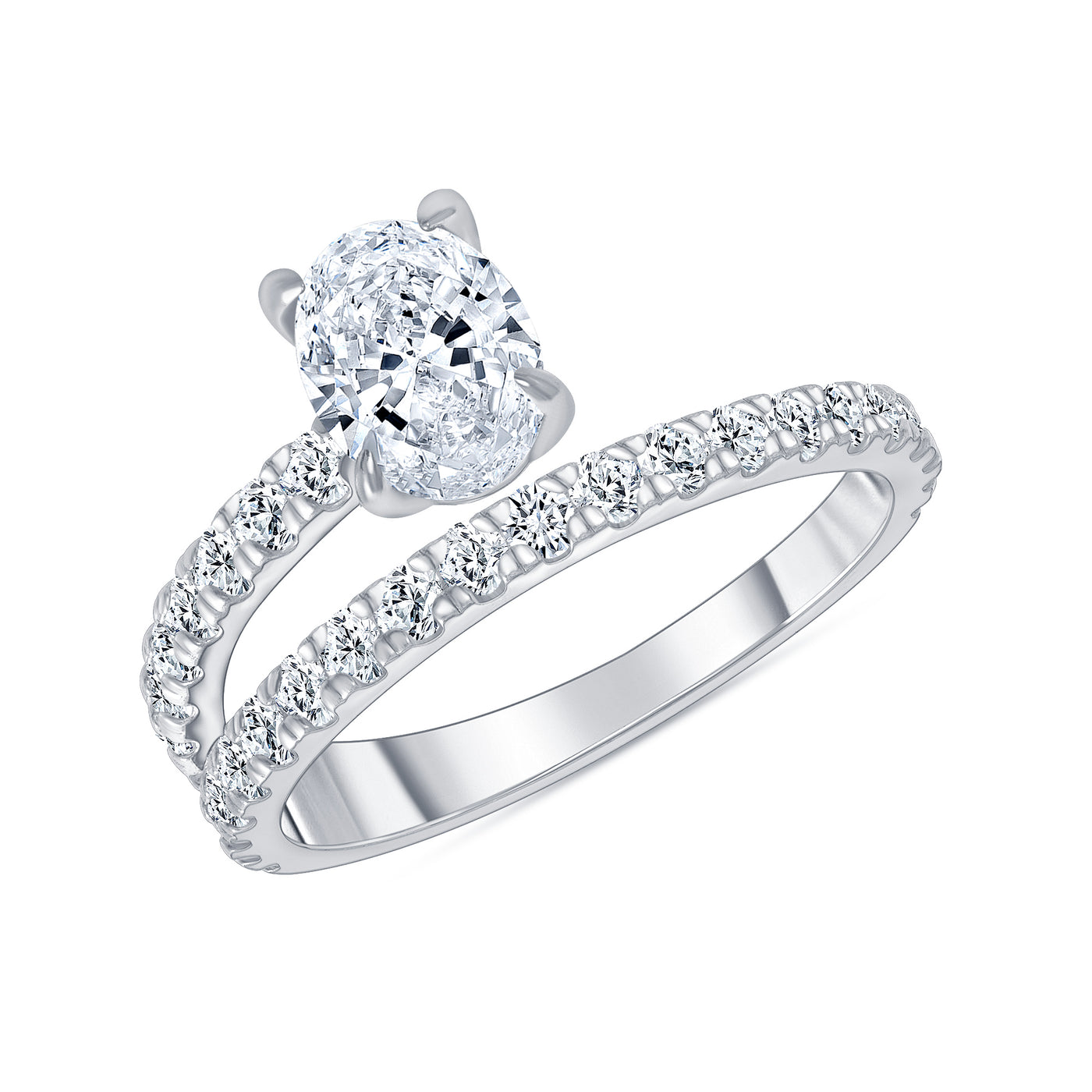 0.75 Carat Oval Cut Diamond Engagement Ring Design (0.50 Carat Center Diamond)