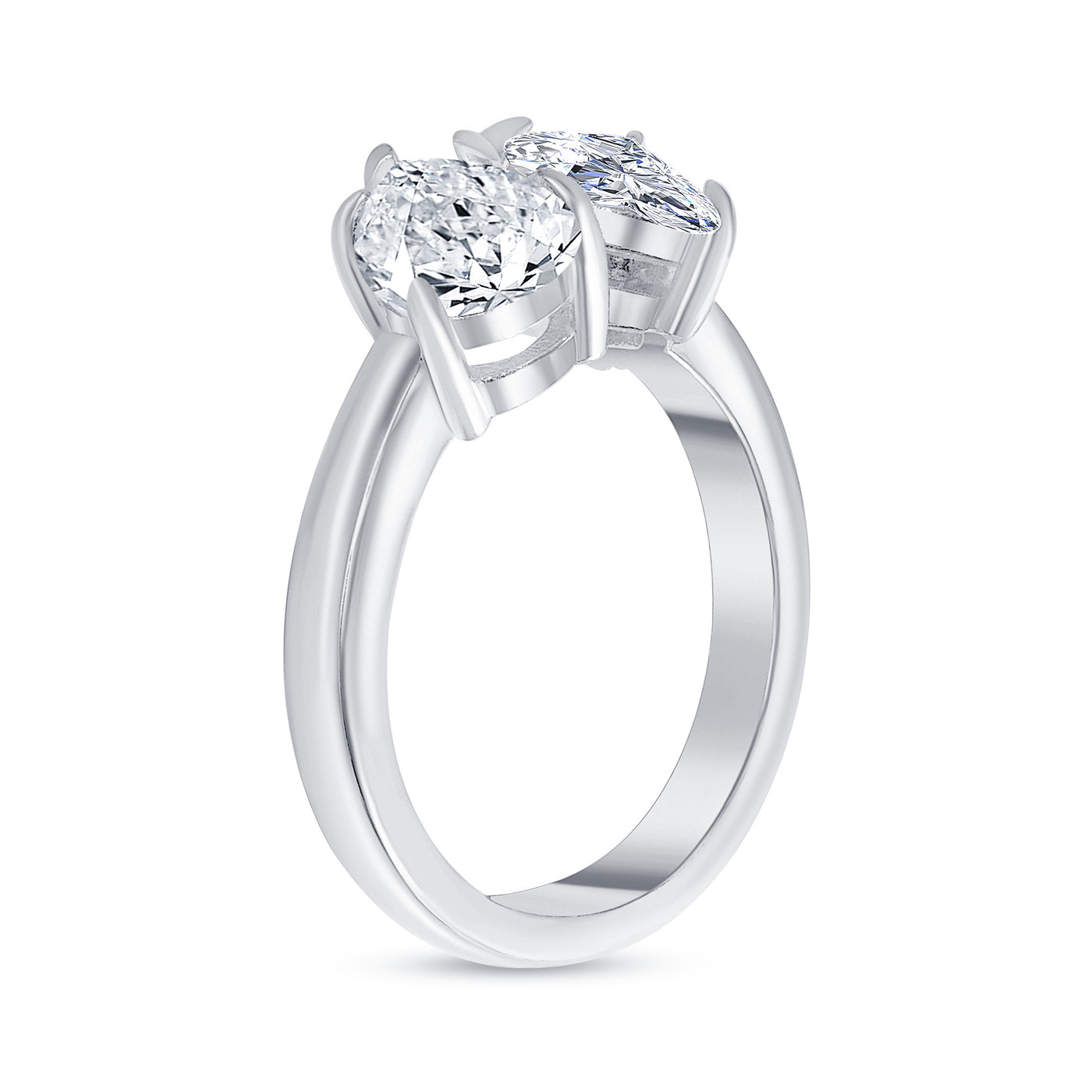 Two Stone Heart and Pear Cut Shape Diamond Engagement Ring 1.00 Carat