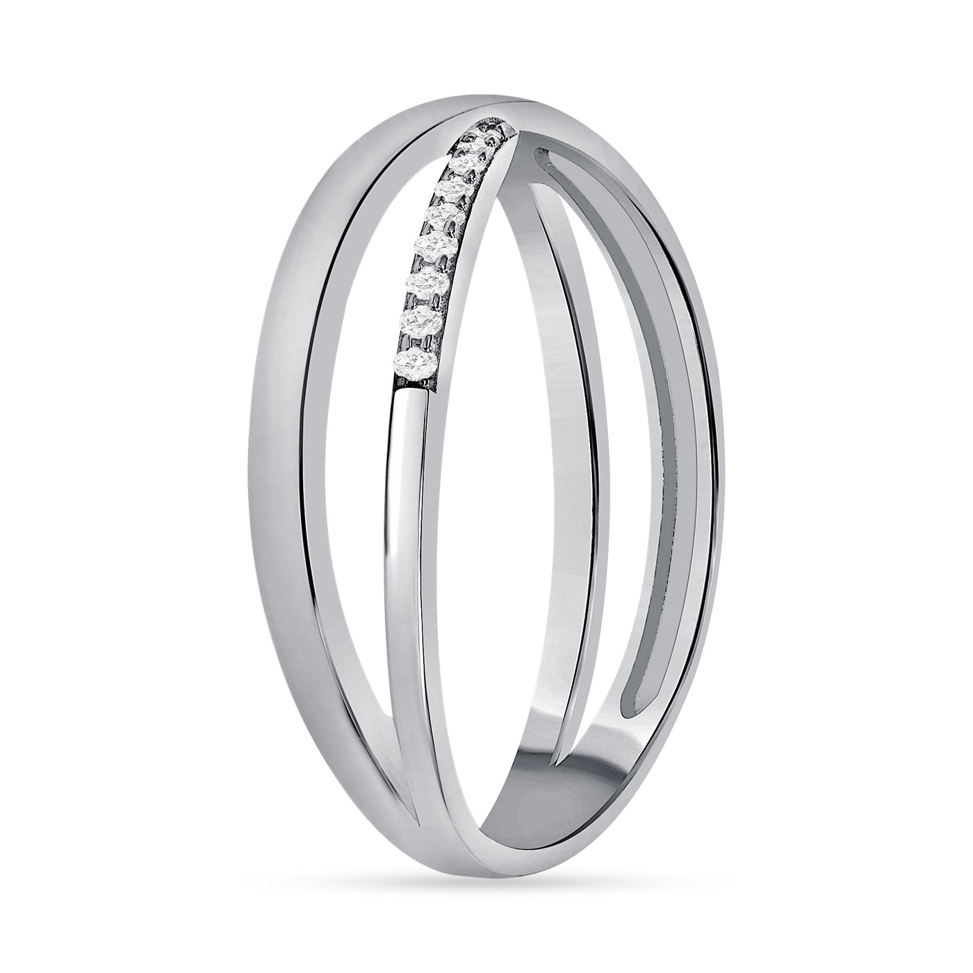 Double Ring 0.15 Carat Round Cut Natural Diamond Band