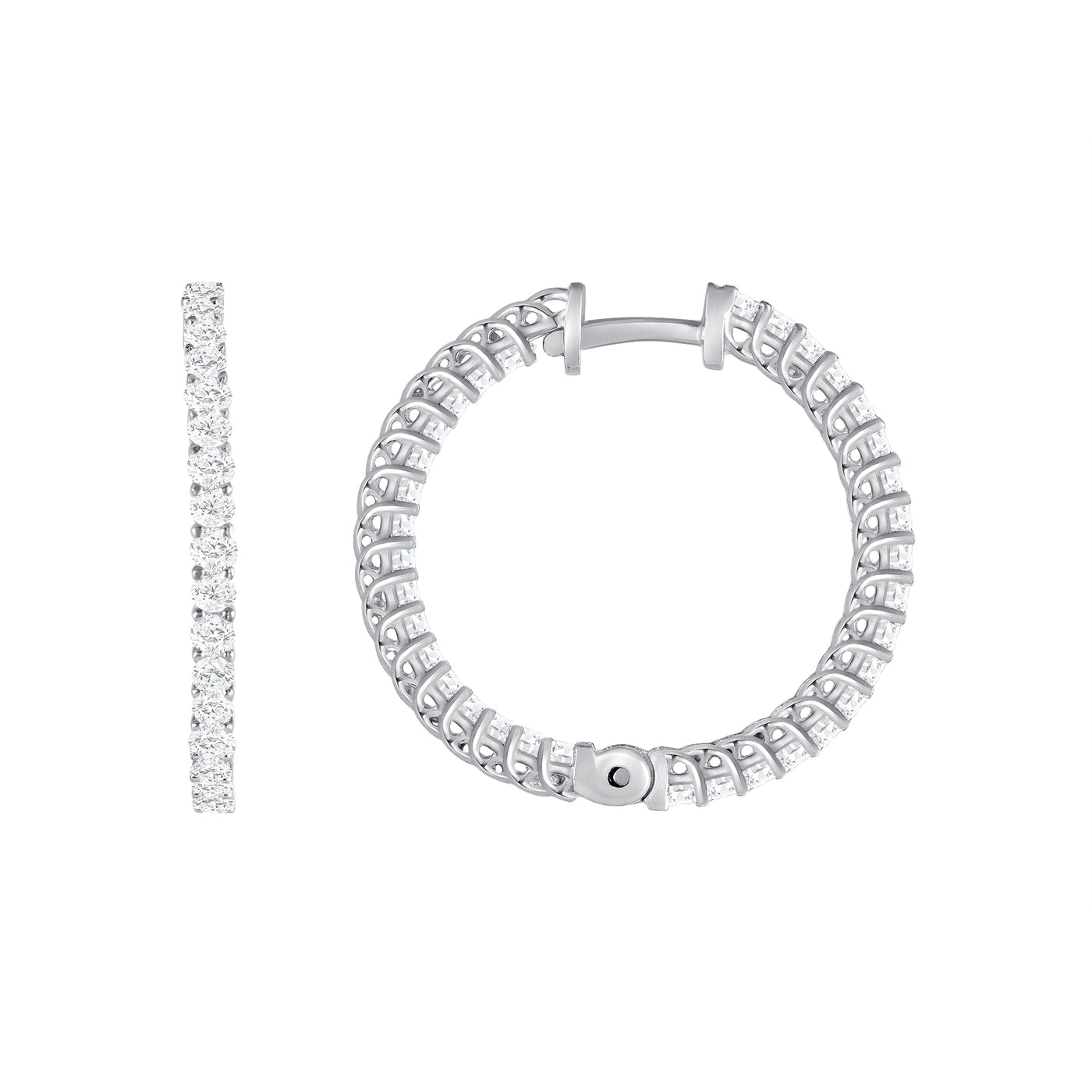 1 1/2 Carat Round Cut Inside Out Diamond Hoop Earrings