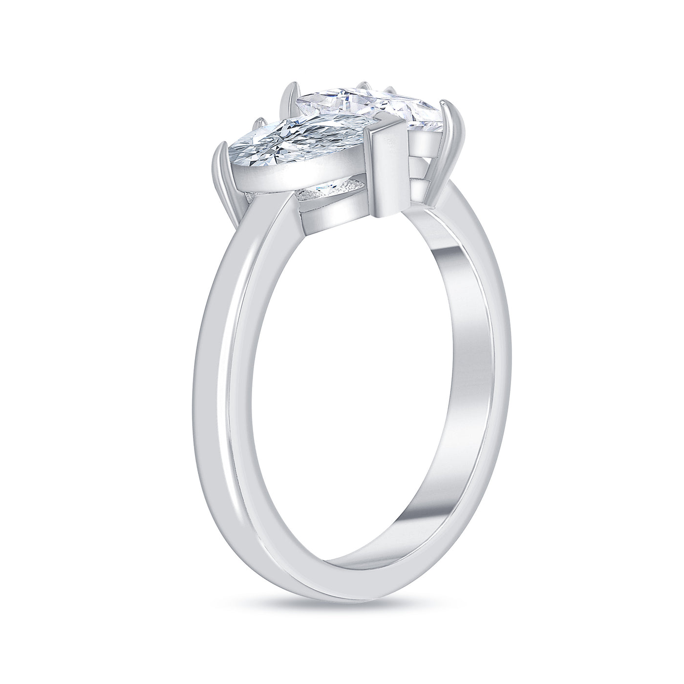 Toi et Moi Asscher and Pear Cut Diamond Engagement Ring 1.00 Carat