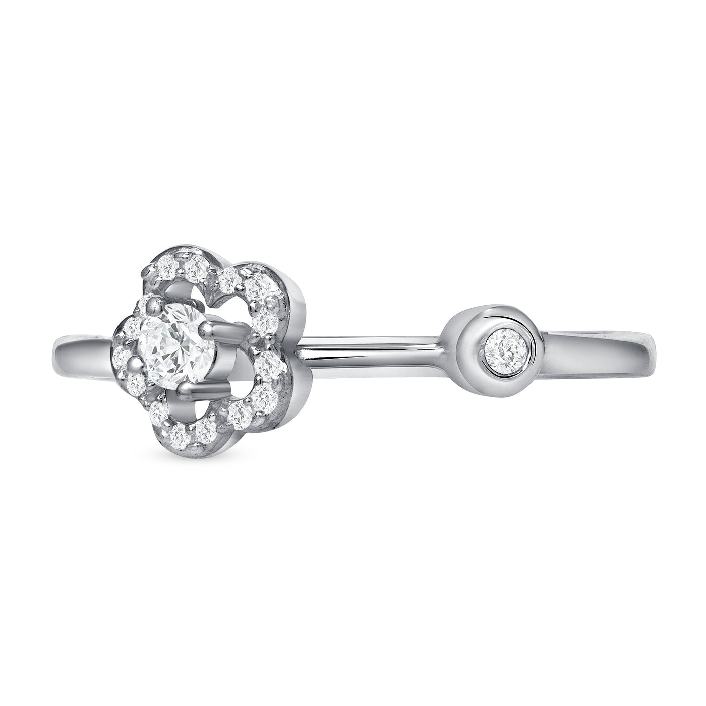 Flower Inspired 0.22 Carat Round Cut Natural Diamond Open Ring