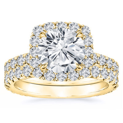 1.70 Ct. Tw. Halo Design Diamond Wedding Engagement Ring Set