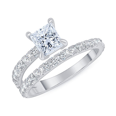 0.75 Ct. Tw. Princess Cut Diamond Engagement Ring Design (0.50 Carat Center Diamond)