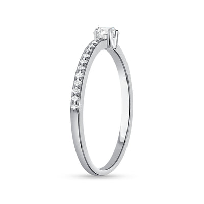 Petite 0.32 Carat Brilliant Round Cut Diamond Engagement Promise Ring Band