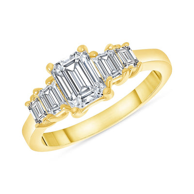 Five Stone 1.10 Ct. Tw. Emerald Cut Diamond Engagement Ring ( 0.50 Ct. Tw. Center Diamond)