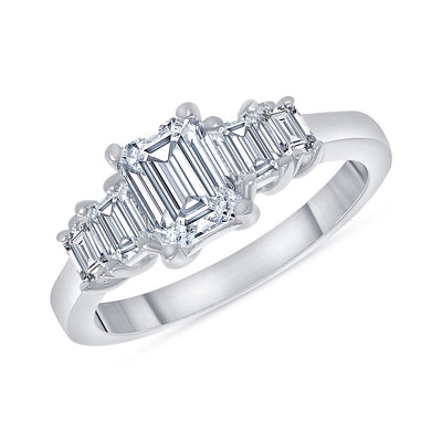 Five Stone 1.10 Ct. Tw. Emerald Cut Diamond Engagement Ring ( 0.50 Ct. Tw. Center Diamond)