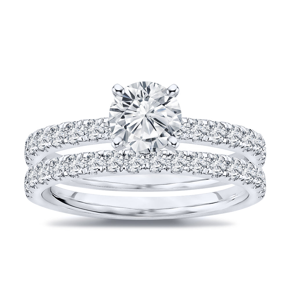1.05 Ct. Tw. Brilliant Round Diamond Engagement Wedding Ring Set