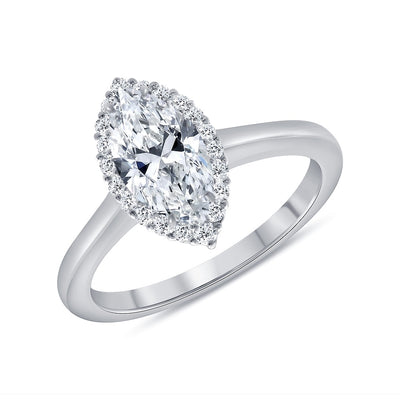 0.75 Carat Halo Marquise Cut Diamond Engagement Ring