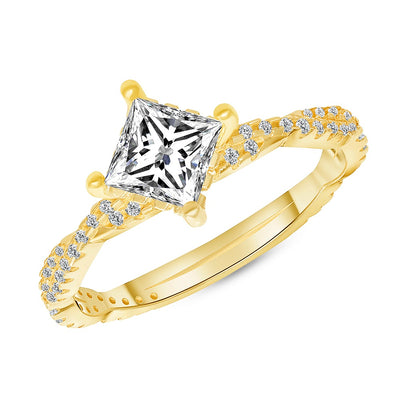 1.00 Ct. Tw. Princess Cut Diamond Twist Design Engagement Ring