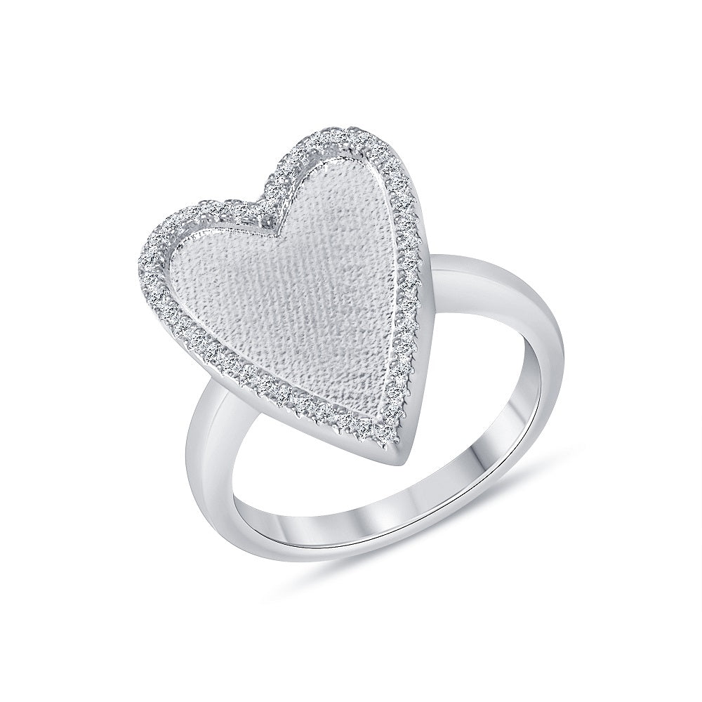 Heart Signet 0.50 Carat Round Cut Diamond Ring