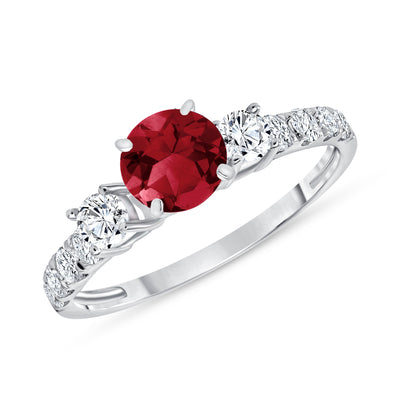 5MM Natural Round Cut Ruby & 0.58 Ct. Tw. Diamond Ring