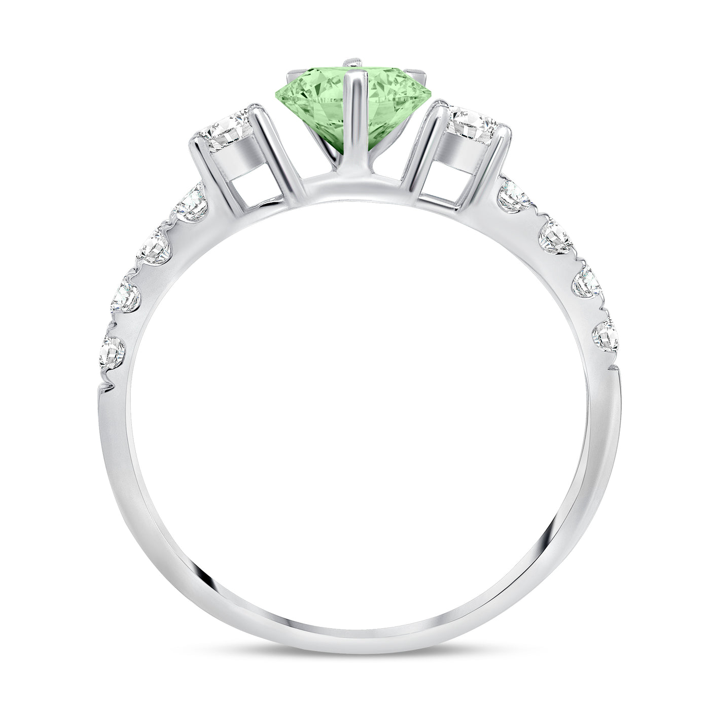 5MM Round Cut Natural Green Amethyst 0.58 Ct. Tw. Diamond Ring