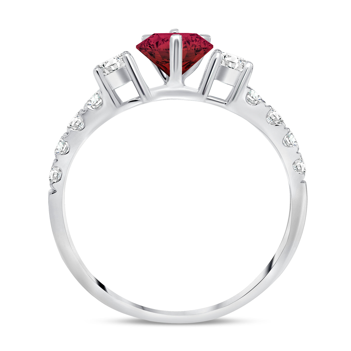 5MM Natural Round Cut Ruby & 0.58 Ct. Tw. Diamond Ring
